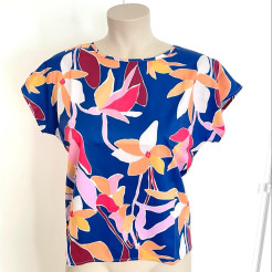 SHEIN Top mit kurzen Ärmeln Floral Multicolor - Größe XS - NEU