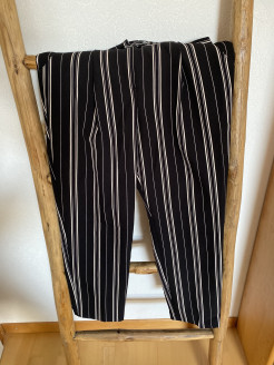 Black and white straight-leg trousers