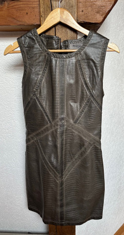 Leather and cotton short dress