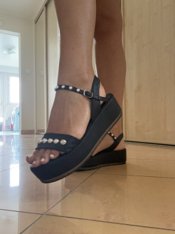 Black platform sandals with studs