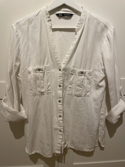 Zara white linen shirt
