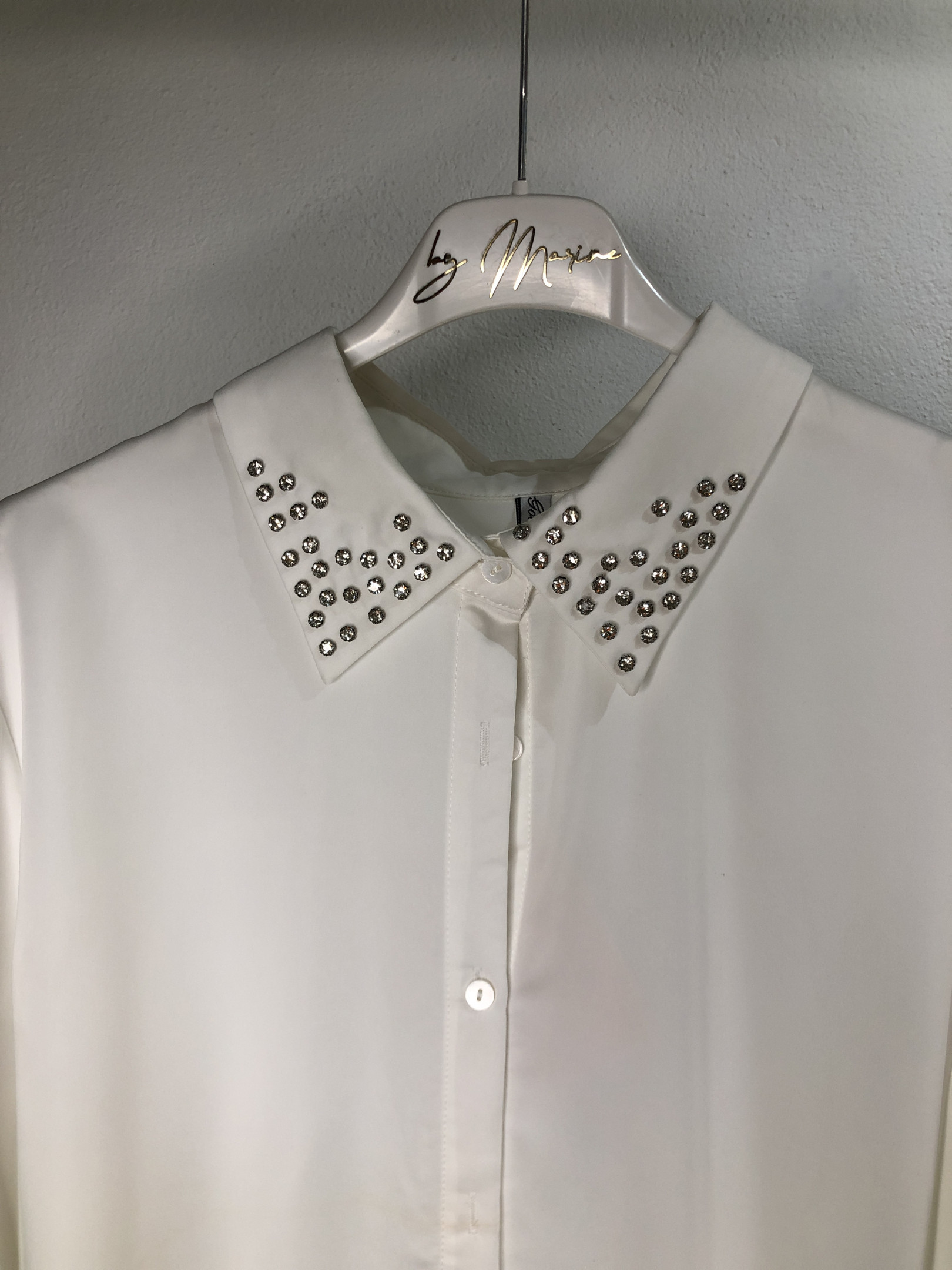 Shirt with silver rhinestones