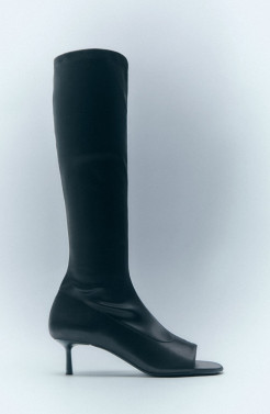Zara open-front fabric boots