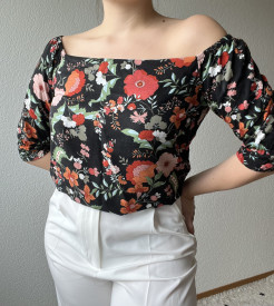 Haut fleuri épaules dénudées (OFF SHOULDER)