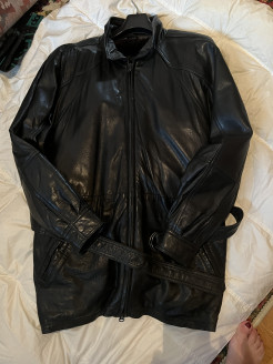 Luxury black leather winter jacket