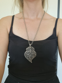 Silver necklace with large pendant