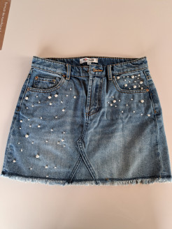 Denim skirt with pearls MORGAN