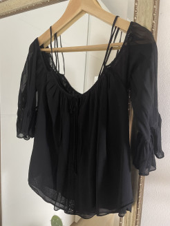 Blouse Zara noire épaules dénudées