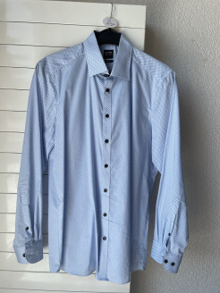chemise olymp level 5, structuré bleu blanc