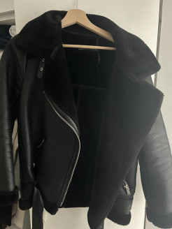 Black leather aviator jacket