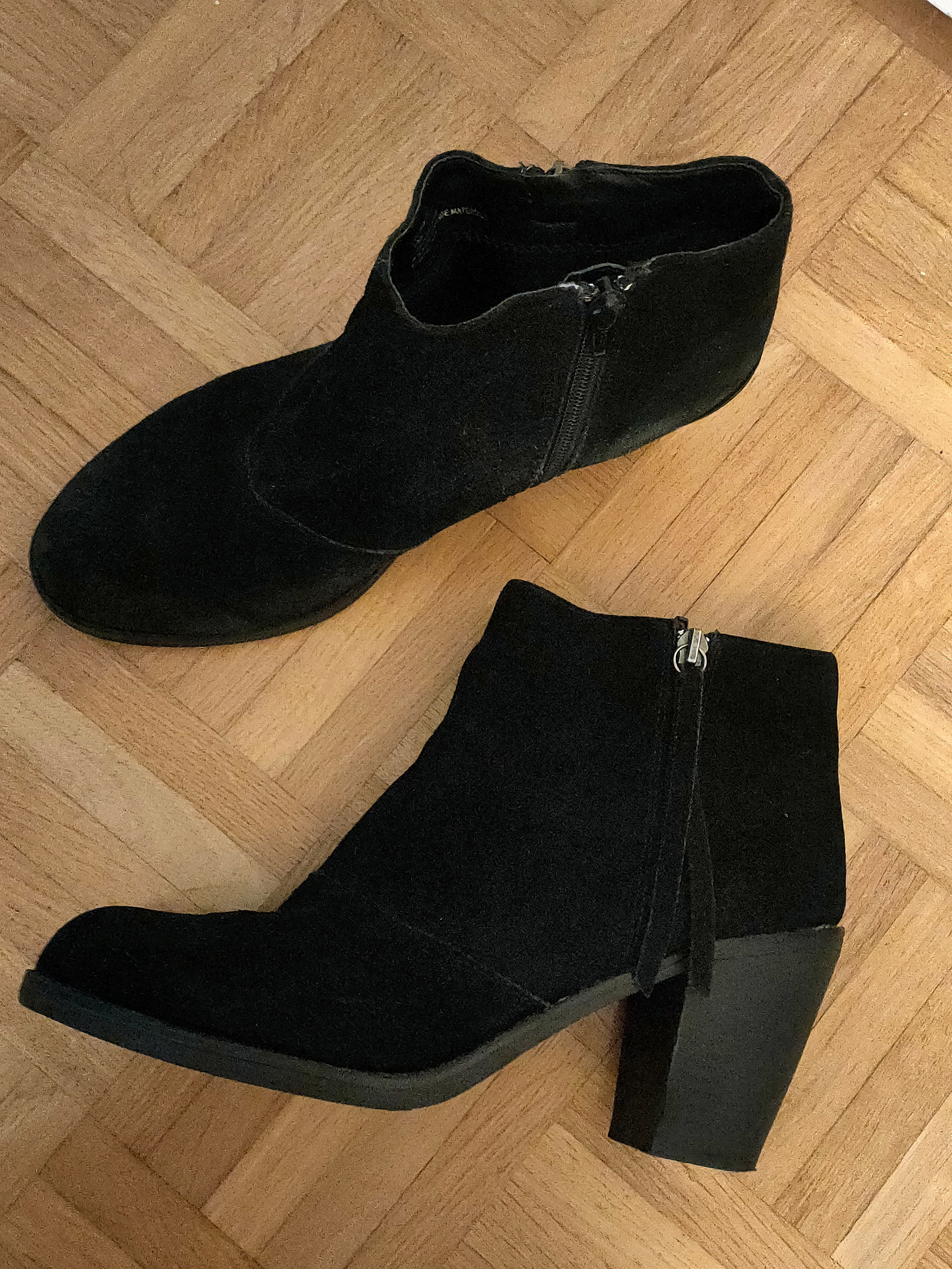 High heel black suede boots