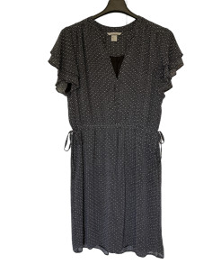 H&M - schwarzes, gemustertes, knielanges Kleid