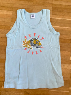 Sky blue tank top with leopard print