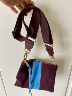 Sac en suède bordeaux et bleu H&M