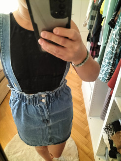 Denim dungaree skirt