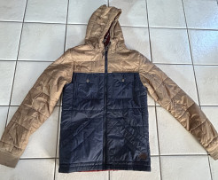 Veste Billabong brune et bleu marine, en polyamide, taille XS. Avec quelques défauts (voir photo).