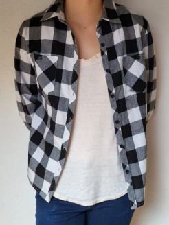 Black and white checked shirt