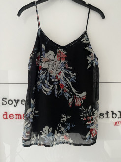 Schwarzes Top mit Blumenmuster