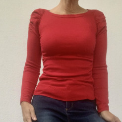 Red jumper with small buttons