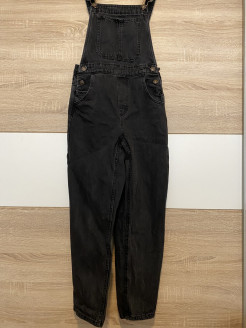 Black/dark grey denim dungarees. Size XS