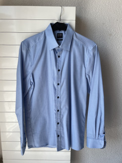 chemise olymp level 5, structuré bleu