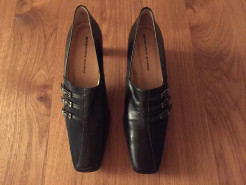 Chaussures noires cuir/tissus