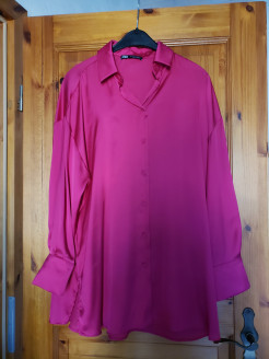 Fuchsia satin shirt Zara