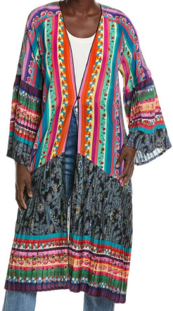 Johnny Was Gemma Kimono en soie plissé Multicolore (M)