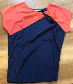 Blue and orange 40 satin T-shirt 70's style