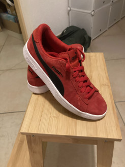 Puma red suede trainers