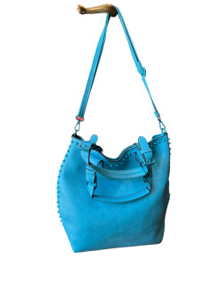 Blaue Tasche aus weichem Leder