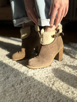 Stiefeletten mit rutschfestem Absatz sehr warm braun taupe 9cm Minelli