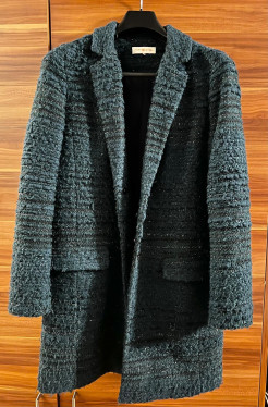 Green tweed coat Tory Burch