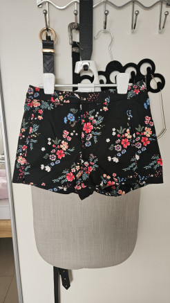 Black floral shorts