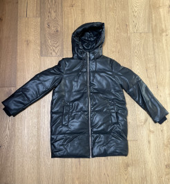 ZARA black imitation leather coat T.S