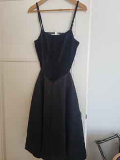 Black mid-length wool dress