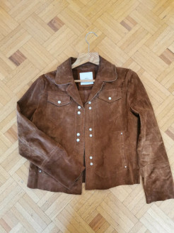 Veste en cuir camel Mango