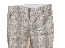 New stretch reptile print beige & white jeans (US 12/ CH 44)