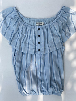 Abercrombie t-shirt, light blue with blue and white stripes