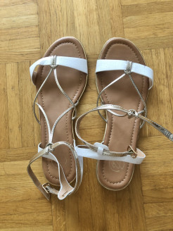 White and gold sandals