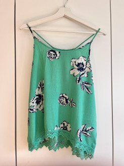 Green floral tank top