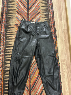 Black leather trousers