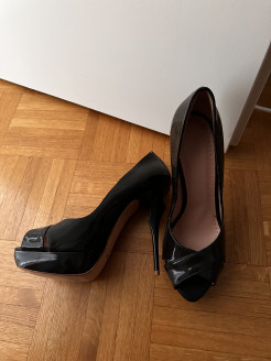 Black patent pumps