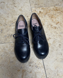 Jil Sander platform shoes - leather, navy blue, size 37