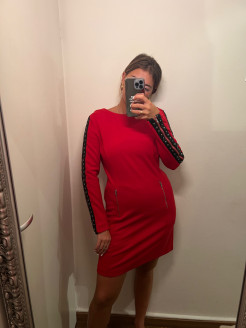 Red dress with long sleeves