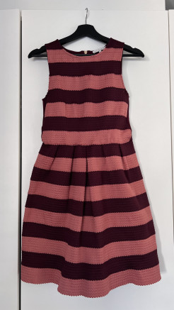 Burgundy pink striped dress
