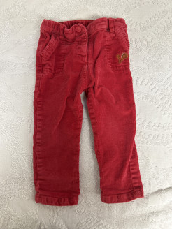 Pantalon velours rouge cadet rousselle 24m