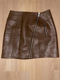 Imitation leather mini skirt