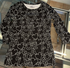 Zaida black and white jumper, pretty pattern, 3/4-length sleeves
