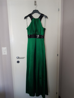 Long satin cocktail dress